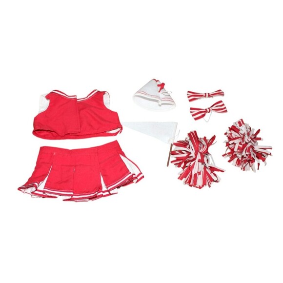 Build A Bear Workshop Red & White Cheerleading Outfit with Accessories - Picture 2 of 3